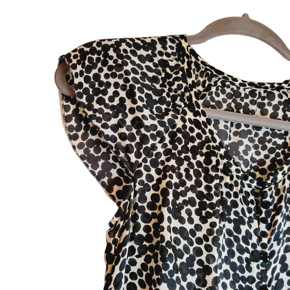 J.Crew womens black and white dotted silk cap sleeve button front blouse size S - Picture 4 of 10